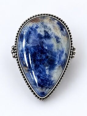 Handcrafted Blue Sodalite Sterling-Accent Teardrop Ring - Women Jewelry